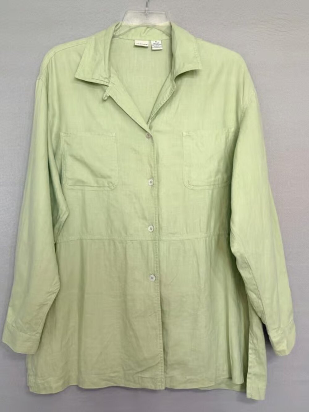 Merona Relaxed Linen Button Shirt Womens Green Coastal Linen Shacket